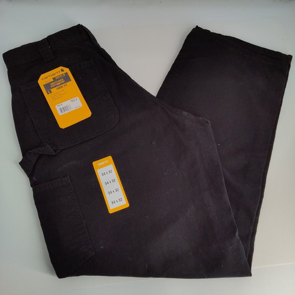 NWT Carhartt B151 Canvas Work Pants Dungaree Loose Original Fit 34x32 Black